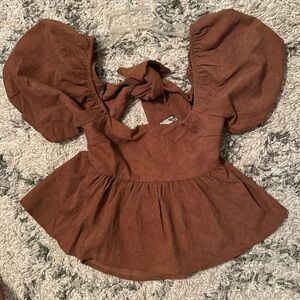 Francesca’s corduroy top; tie in back